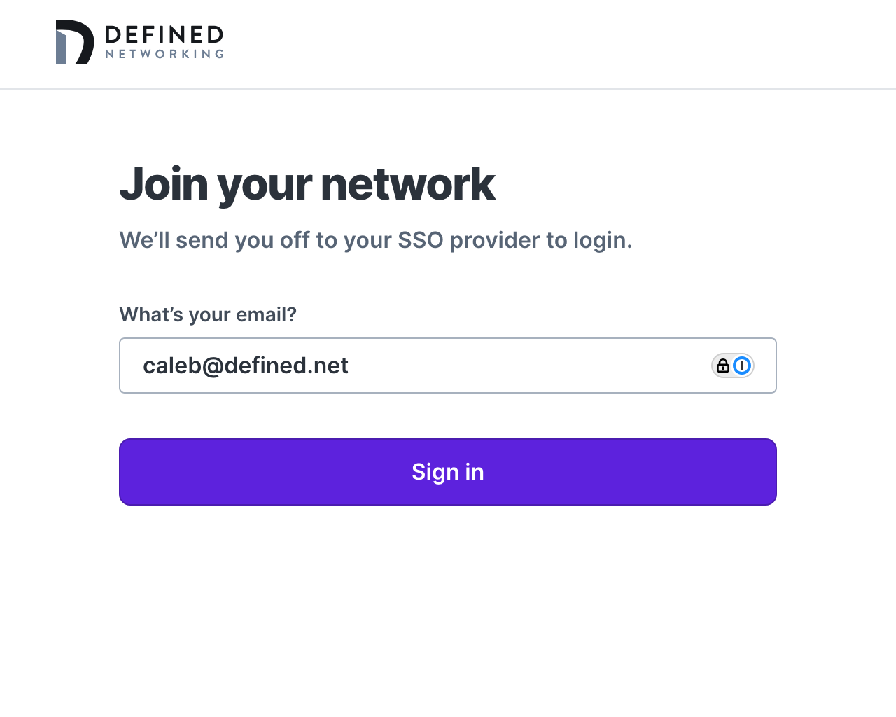 Login form with email filled in